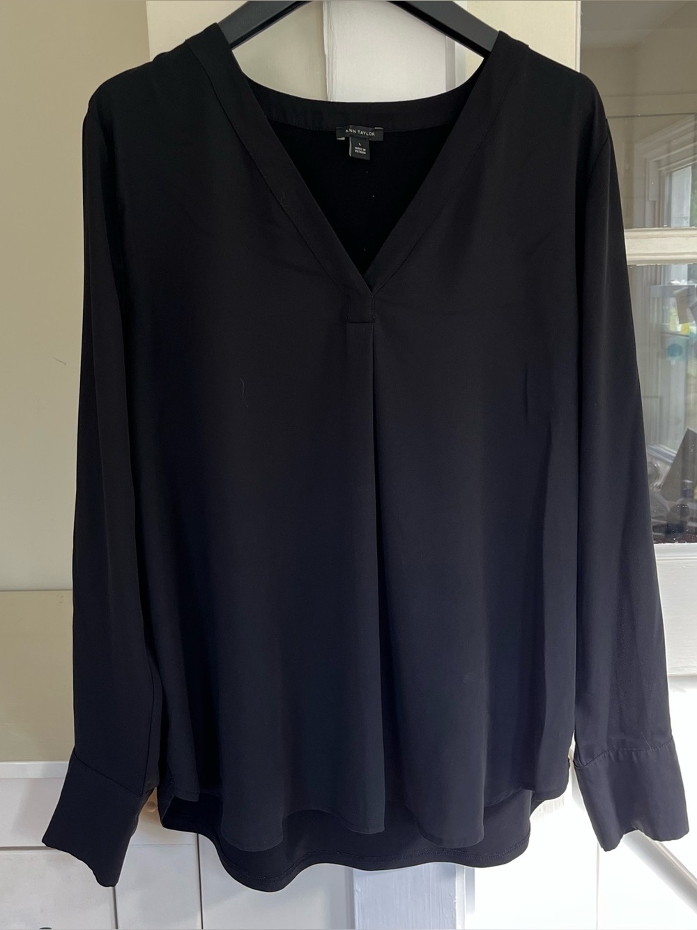 Ann Taylor Mixed Media Pleat Front Top